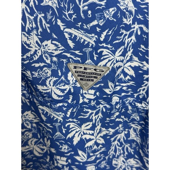 Columbia PFG Size L Mens Button Up Short Sleeve UPF 40 Omni Shade Shirt - Picture 3 of 11